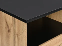Ilha de cozinha com 2 portas e 1 nicho em MDF, natural e preto - CORELINA