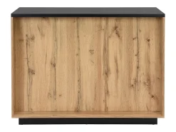 Ilha de cozinha com 2 portas e 1 nicho em MDF, natural e preto - CORELINA