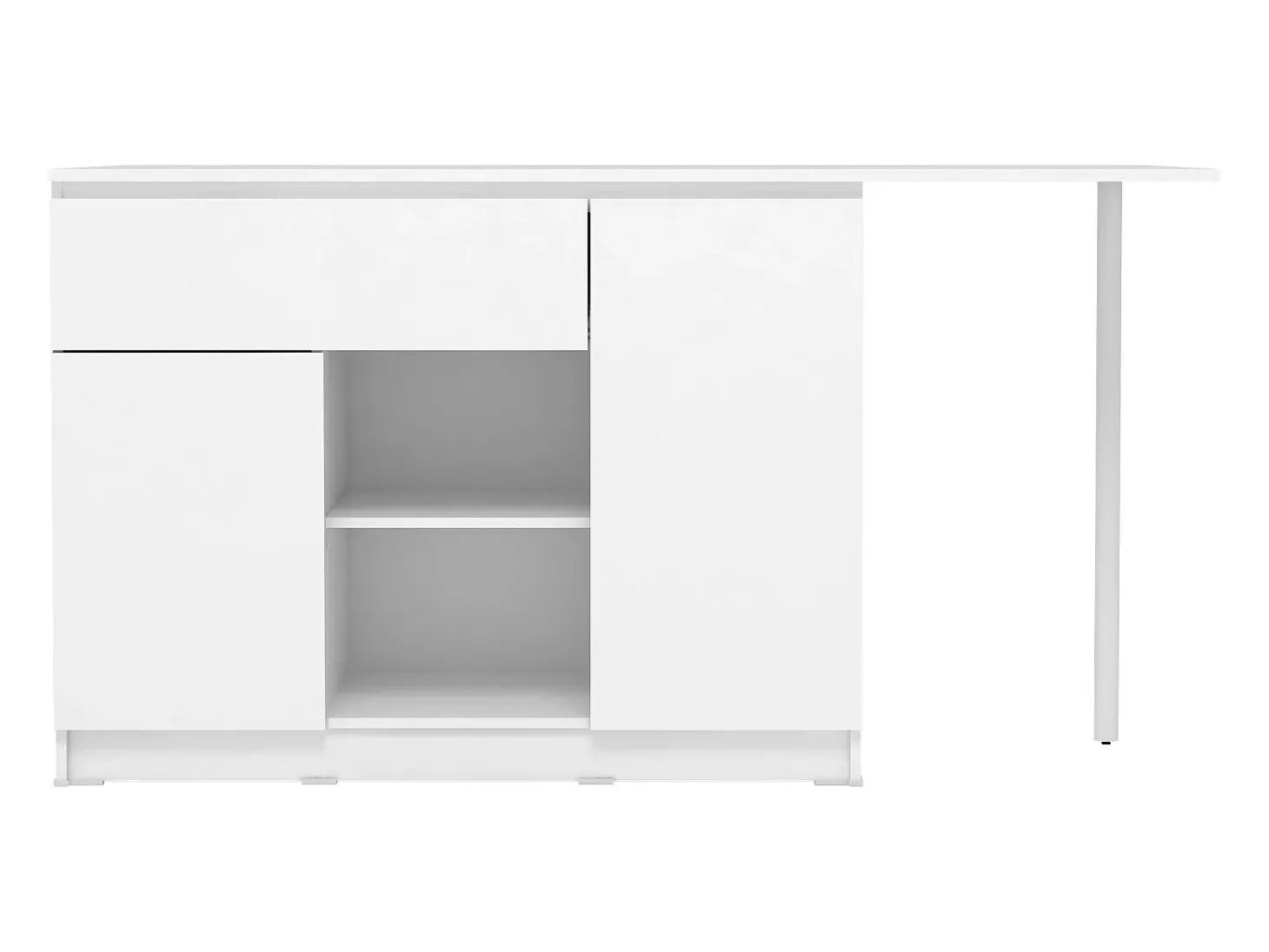 Ilha de cozinha com 2 portas, 1 gaveta e 2 prateleiras - Branca - TUNORI