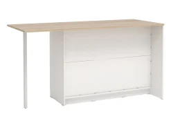 Ilha de cozinha com 2 portas, 1 gaveta e 2 nichos - Branco e natural - TUNORI