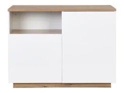 Ilha de cozinha com 2 portas e 1 nicho em MDF, natural e branco - CORELINA