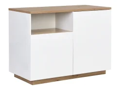 Ilha de cozinha com 2 portas e 1 nicho em MDF, natural e branco - CORELINA
