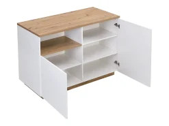 Ilha de cozinha com 2 portas e 1 nicho em MDF, natural e branco - CORELINA