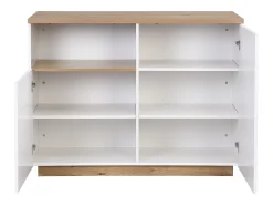 Ilha de cozinha com 2 portas e 1 nicho em MDF, natural e branco - CORELINA