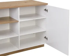 Ilha de cozinha com 2 portas e 1 nicho em MDF, natural e branco - CORELINA