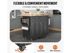 Ilha de cozinha com gavetas, móvel de arrumação para cozinha, carrinho com gavetas e prateleiras, 90 cm, preto