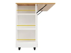 Ilha de cozinha com rodízios - 120 x 65 x 90 cm - carrinho com módulos extensíveis - 2 portas + 2 gavetas - MDF - branco