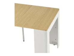 Ilha de cozinha com rodízios, tomadas, iluminação LED e 3 portas - tampo amovível - Branco e natural