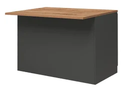 Ilha de cozinha Daffaticat, Roupeiro multiusos, Armário Kitchenette, Mesa auxiliar, 100% Fabricado em Itália, 125x90h90 cm, Antracite e Carvalho