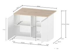Ilha de cozinha Daffaticat, Roupeiro multiusos, Armário Kitchenette, Mesa auxiliar, 100% Fabricado em Itália, 125x90h90 cm, Antracite e Carvalho