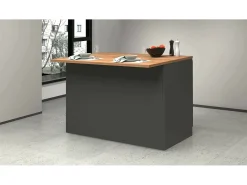 Ilha de cozinha Daffaticat, Roupeiro multiusos, Armário Kitchenette, Mesa auxiliar, 100% Fabricado em Itália, 125x90h90 cm, Antracite e Carvalho
