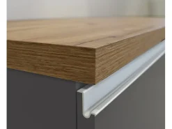 Ilha de cozinha Daffaticat, Roupeiro multiusos, Armário Kitchenette, Mesa auxiliar, 100% Fabricado em Itália, 125x90h90 cm, Antracite e Carvalho