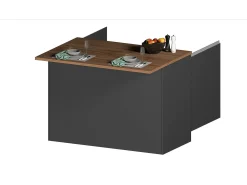 Ilha de cozinha Daffaticat, Roupeiro multiusos, Armário Kitchenette, Mesa auxiliar, 100% Fabricado em Itália, 125x90h90 cm, Antracite e Carvalho