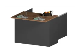 Ilha de cozinha Daffaticat, Roupeiro multiusos, Armário Kitchenette, Mesa auxiliar, 100% Fabricado em Itália, 125x90h90 cm, Antracite e Carvalho