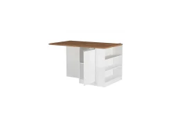 Ilha de cozinha Dcannaval, Armário multiusos, Móveis de cozinha, Mesa auxiliar, 100% Fabricado em Itália, 160x90h90 cm, Branco brilhante e carvalho
