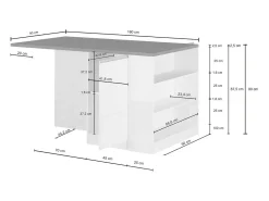 Ilha de cozinha Dcannaval, Armário multiusos, Móveis de cozinha, Mesa auxiliar, 100% Fabricado em Itália, 160x90h90 cm, Branco brilhante e carvalho