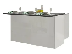 Ilha de cozinha Dcarnelo, Roupeiro multiusos, Móveis de cozinha, Mesa auxiliar, 100% Fabricado em Itália, 155x90h90 cm, Branco brilhante e Ardósia