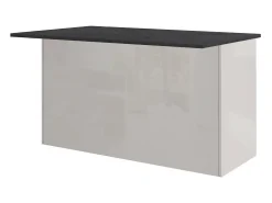 Ilha de cozinha Dcarnelo, Roupeiro multiusos, Móveis de cozinha, Mesa auxiliar, 100% Fabricado em Itália, 155x90h90 cm, Branco brilhante e Ardósia