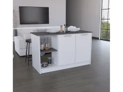 Ilha de cozinha Juniper em melamina com 2 portas e 6 prateleiras, multicolor, 90 cm X 150 cm X 64 cm