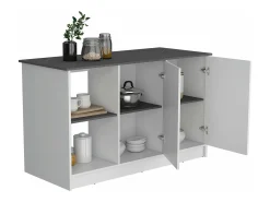 Ilha de cozinha Juniper em melamina com 2 portas e 6 prateleiras, multicolor, 90 cm X 150 cm X 64 cm