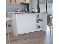 Ilha de cozinha Juniper em melamina com 2 portas e 6 prateleiras, multicolor, 90 cm X 150 cm X 64 cm
