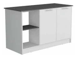 Ilha de cozinha Juniper em melamina com 2 portas e 6 prateleiras, multicolor, 90 cm X 150 cm X 64 cm