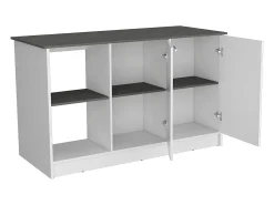 Ilha de cozinha Juniper em melamina com 2 portas e 6 prateleiras, multicolor, 90 cm X 150 cm X 64 cm