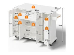 Ilha de cozinha móvel - bancada extensível - com porta-toalhas - com 1 gaveta e 4 portas - MDF - Branco