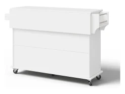 Ilha de cozinha móvel - bancada extensível - com porta-toalhas - com 1 gaveta e 4 portas - MDF - Branco