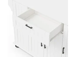 Ilha de cozinha móvel - bancada extensível - com porta-toalhas - com 1 gaveta e 4 portas - MDF - Branco