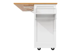 Ilha de cozinha móvel 140×70×93,5 cm - 2 gavetas e 4 portas - tampo extensível - prateleiras ajustáveis - branco
