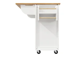 Ilha de cozinha móvel 137,9×73×92,5 cm - 2 gavetas e 2 portas - tampo extensível - branco