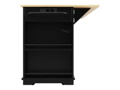 Ilha de cozinha móvel com 2 portas, 2 gavetas e prateleiras laterais - Tampo extensível - 151,5x59,7(84,7)x91,7cm - MDF - Preto