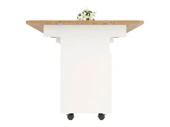 Ilha de cozinha móvel com 2 portas e prateleiras abertas - Tampo extensível - 120x30(70)x79,5cm - Madeira MDF - Branco e natural