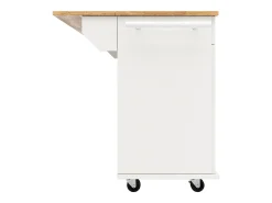 Ilha de cozinha móvel com 4 portas e 2 gavetas - Tampo extensível - 106x50(78)x90,5cm - Madeira MDF - Branco e natural
