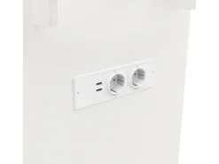 Ilha de cozinha móvel com 2 portas, 2 gavetas e 4 porta-garrafas - Tampo extensível - 131,5x43(76)x90,7cm - MDF - Branco e natural