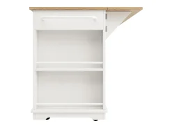 Ilha de cozinha móvel com 4 portas, 3 gavetas e prateleiras laterais - Tampo extensível - 151,5x60(85)x91,7 cm - MDF + vidro - Branco