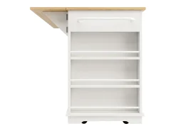 Ilha de cozinha móvel com 2 portas, 2 gavetas e prateleiras laterais - Tampo extensível - 151,5x59,7(84,7)x91,7cm - MDF - Branco