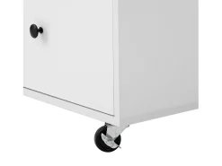 Ilha de cozinha móvel com 2 portas de vidro e 3 gavetas - Mesa extensível - Branca