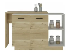 Ilha de cozinha Sicilia em melamina com 2 portas e 3 prateleiras, multicolor, 90 cm X 150 cm X 60 cm