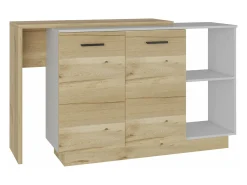 Ilha de cozinha Sicilia em melamina com 2 portas e 3 prateleiras, multicolor, 90 cm X 150 cm X 60 cm