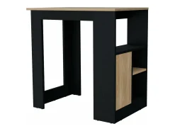 Ilha de cozinha Stirling em melamina com 3 prateleiras e porta de arrumação inferior , Preto / Bege , 91,3 cm X 92 cm X 59 cm
