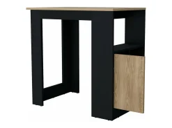 Ilha de cozinha Stirling em melamina com 3 prateleiras e porta de arrumação inferior , Preto / Bege , 91,3 cm X 92 cm X 59 cm