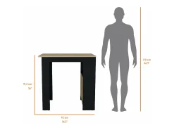 Ilha de cozinha Stirling em melamina com 3 prateleiras e porta de arrumação inferior , Preto / Bege , 91,3 cm X 92 cm X 59 cm