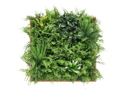 Jardim vertical artificial 55x55 cm, estrutura natural, folhagem verde VEGITIRI