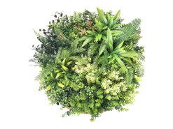 Jardim vertical artificial redondo D50 cm, estrutura natural e folhagem verde BOISI