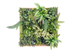 Jardim vertical artificial 55 x 55 cm, estrutura natural e folhagem verde LOVARK