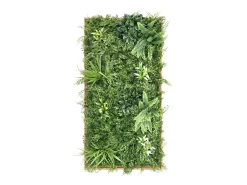 Jardim vertical artificial A106 x L55 cm, estrutura natural e folhagem verde TERAKLA