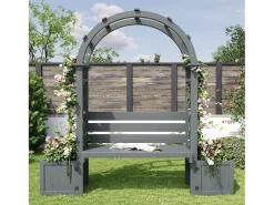 Jardineira com treliça e assentos para plantas trepadeiras - 160 x 30,5 x 160 cm - para jardim/pátio/terraço - madeira - cinza