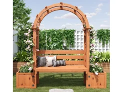 Jardineira com treliça e assentos para plantas trepadeiras - 160 x 30,5 x 160 cm - para jardim/pátio/terraço - madeira - natural